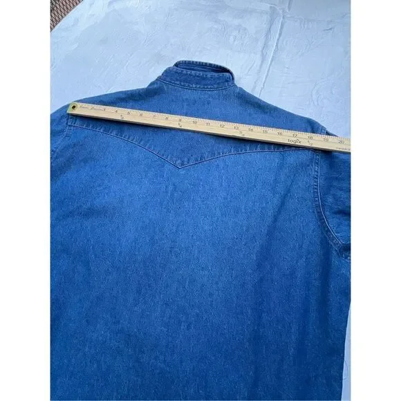 Vintage Wrangle size L pearl snap denim shirt. Western, See description - Picture 10 of 11